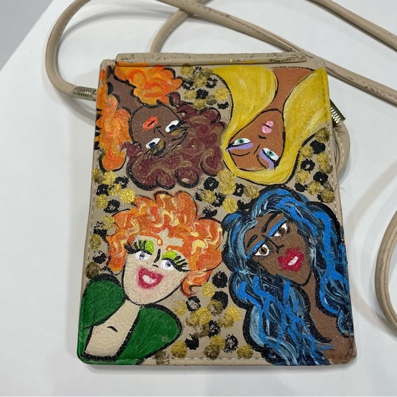 Handbags - Handpainted Crossbody Bag with Artistic Design. Women Power. Signed. Rare